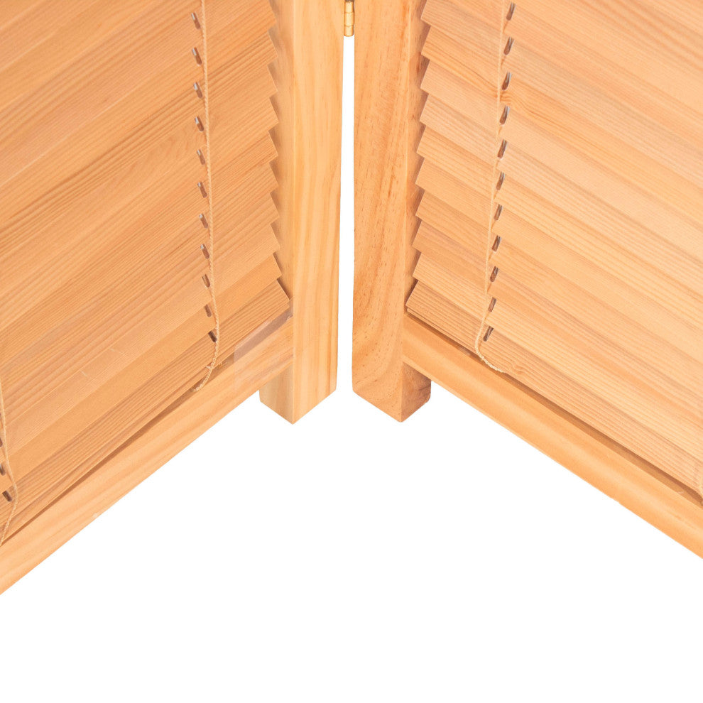 6' Tall Adjustable Shutter Room, Natural, 4 Panel