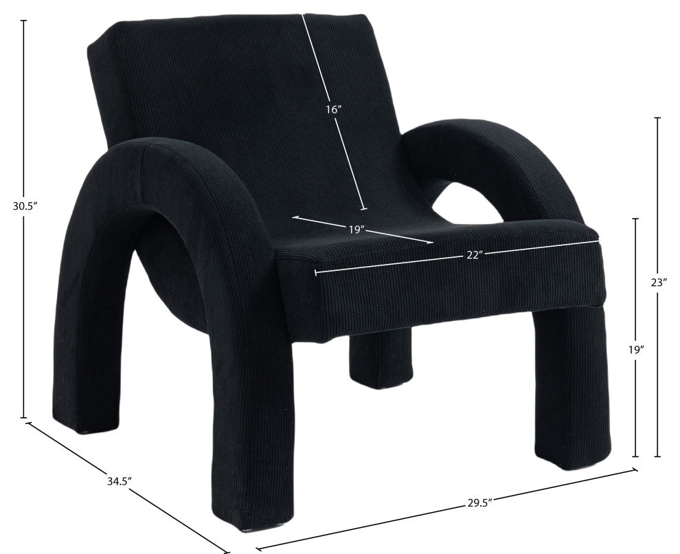 Corduroy Fabric Upholstered Accent Chair, Black