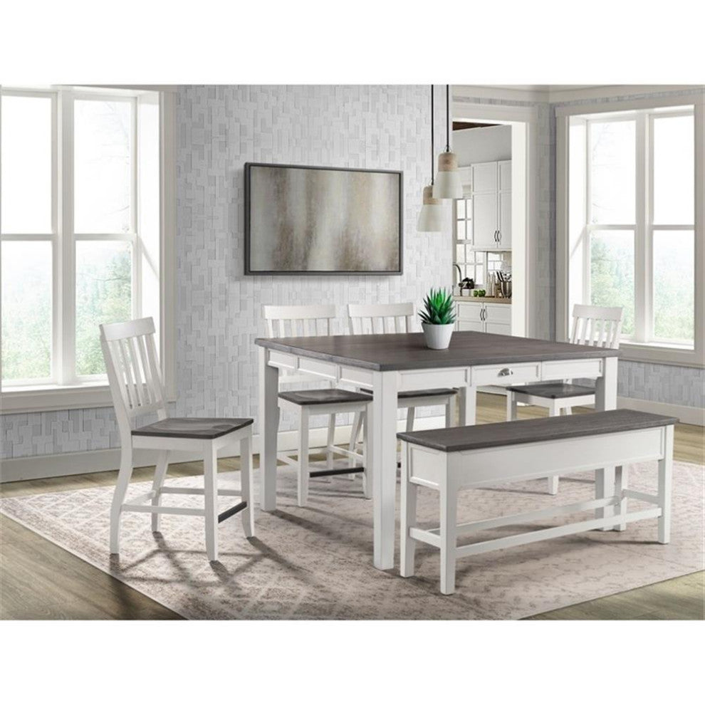 Picket House Furnishings Jamison Storage Counter Dining Bench in Gray