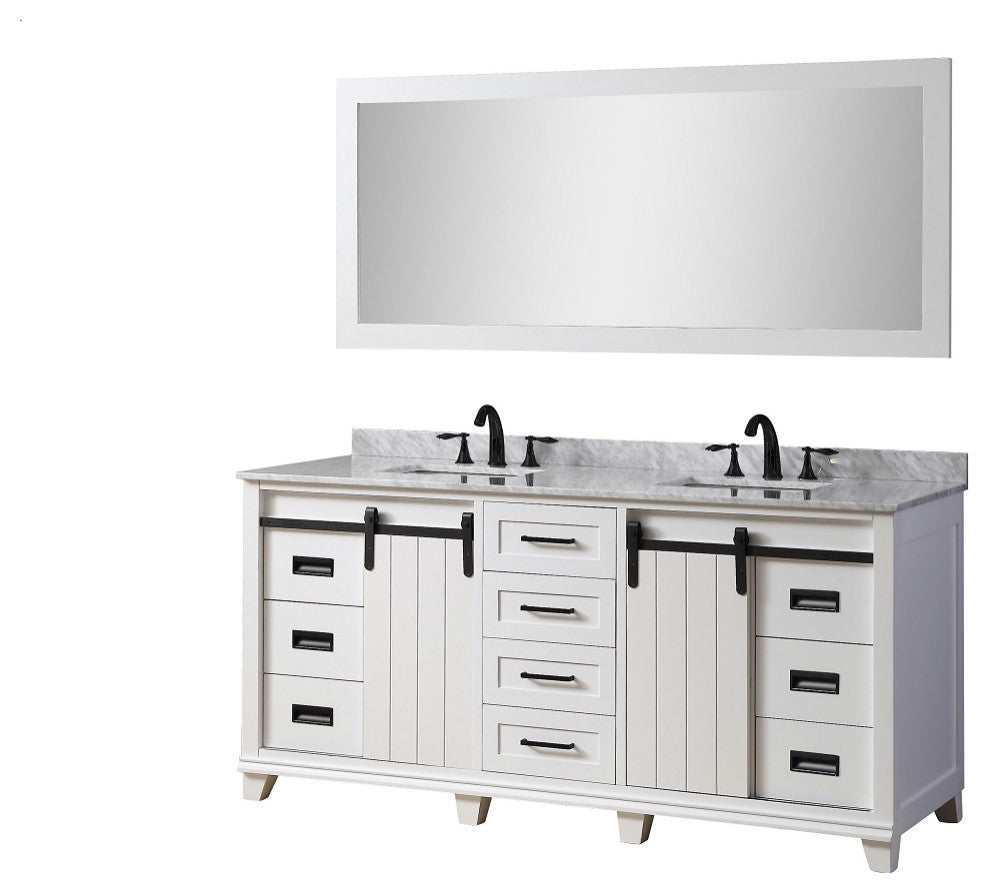 72" Ultimate Chanceton Bath Vanity, White and Mirror
