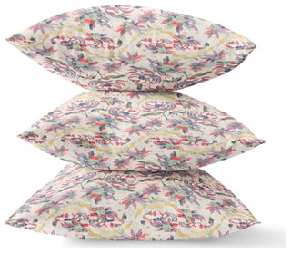 18" Pink Yellow Roses Suede Throw Pillow