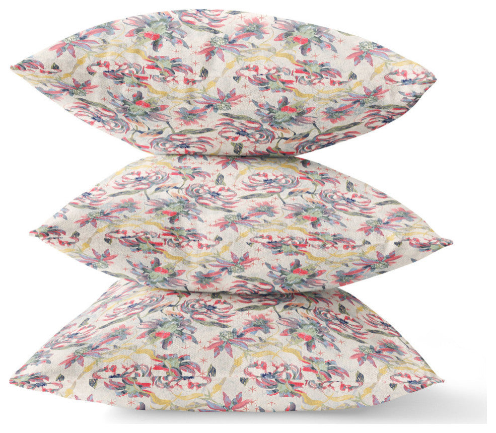 18" Pink Yellow Roses Suede Throw Pillow