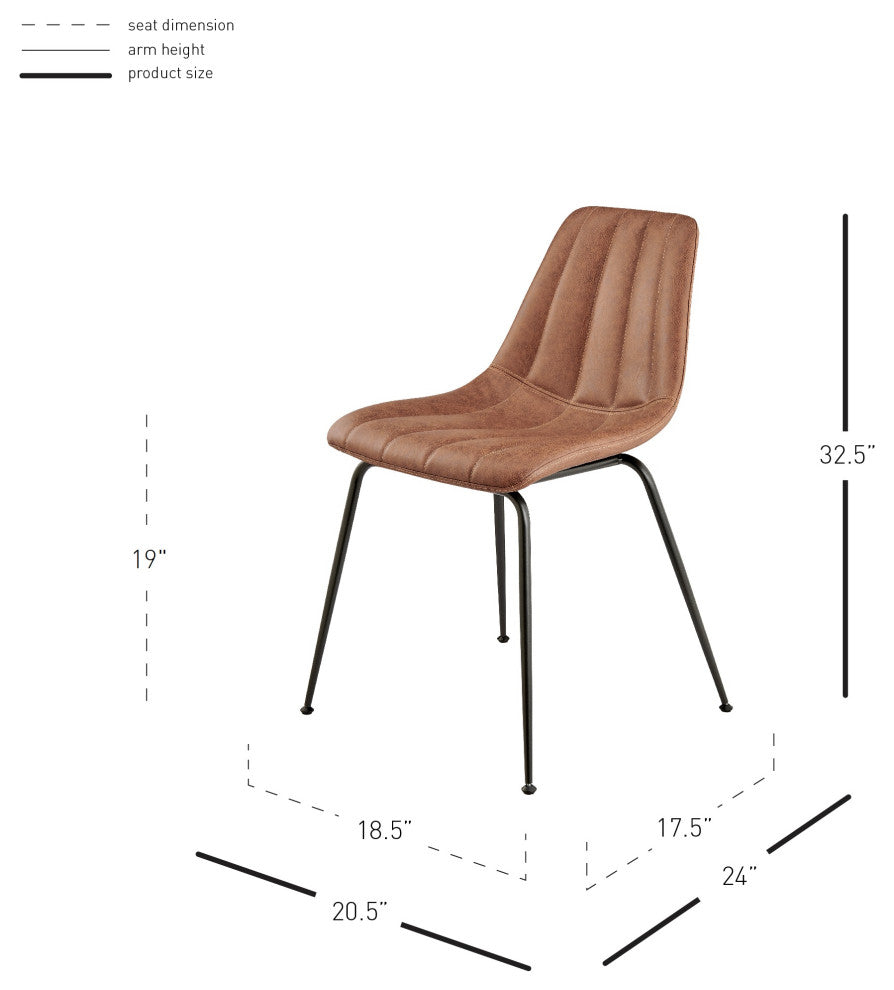 Robert PU Counter Stool,, Set of 4, Umber Brown, Dining Side Chair, Faux Leather