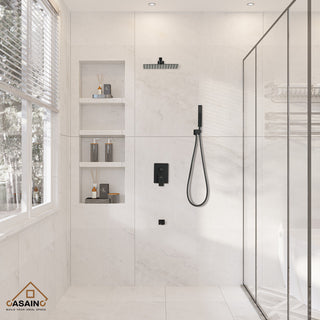12" Wall Mounted Shower System with Bathtub Faucet,Matte Black