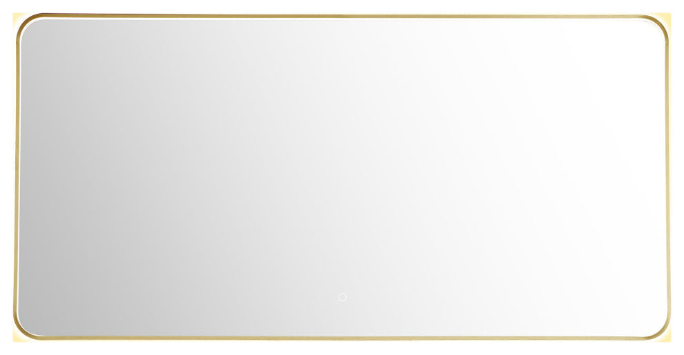 Dazzle Rectangular Bathroom/Vanity LED Lighted Wall Mirror, Brushed Gold, 60"