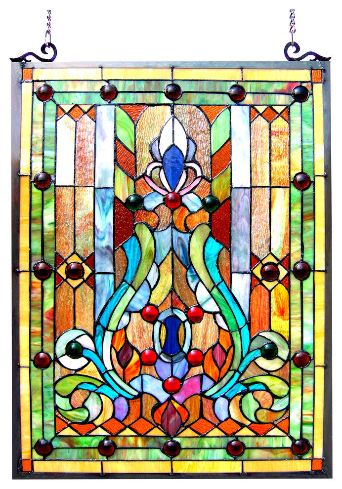 Chloe-Lighting Tiffany-Glass Victorian Window Panel