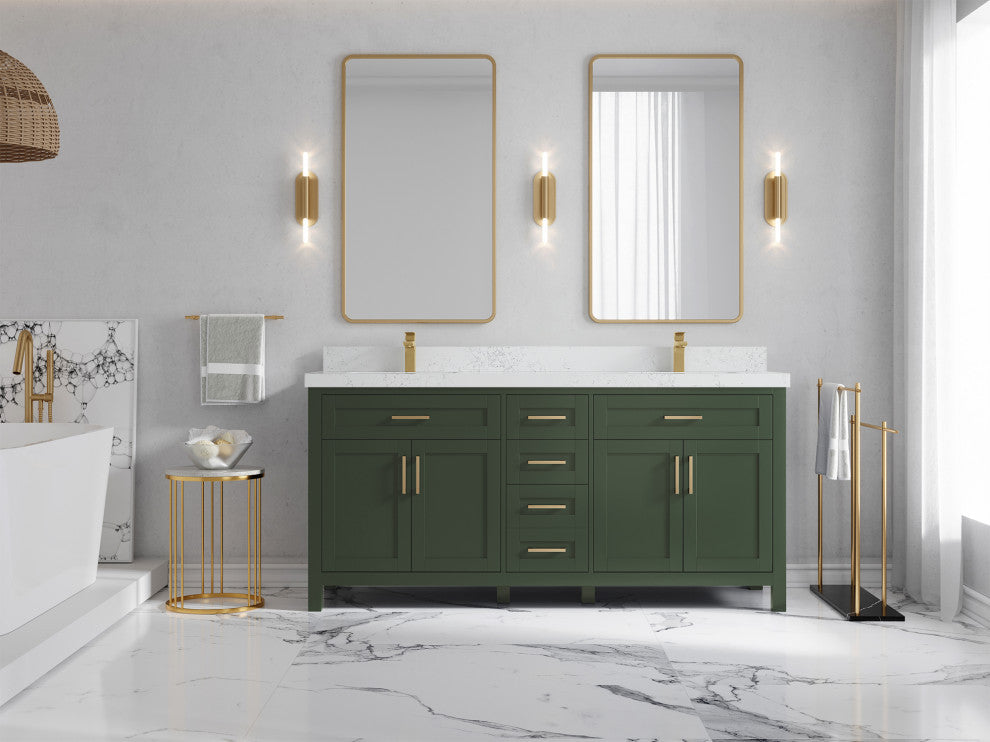 Cambridge 72 Double Sink Bath Vanity in Pewter Green 2" Empira Quartz