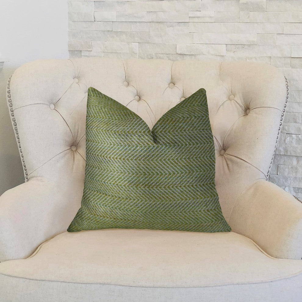 Upland Light Green and Ivory Handmade Luxury Pillow, 20"x36" King