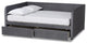 Basanti Grey Velvet Fabric Upholstered Full Size 2-Drawer Daybed