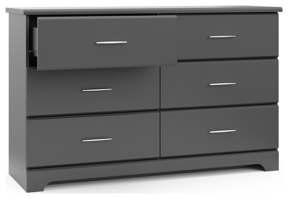 Storkcraft Brookside 6 Drawer Dresser, White, Gray