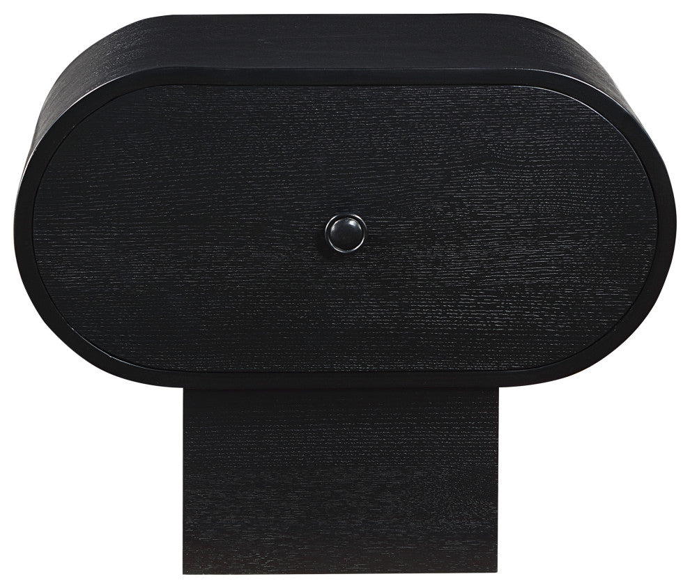 Harlow Solid Wood And Oak Veneer Night Stand, Black