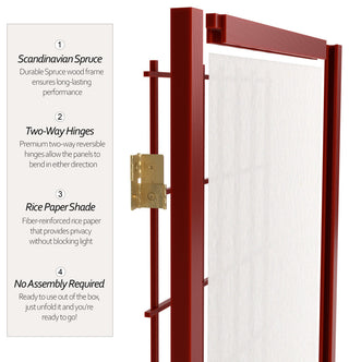 5' Tall Window Pane Shoji Screen, Rosewood, 3 Panels