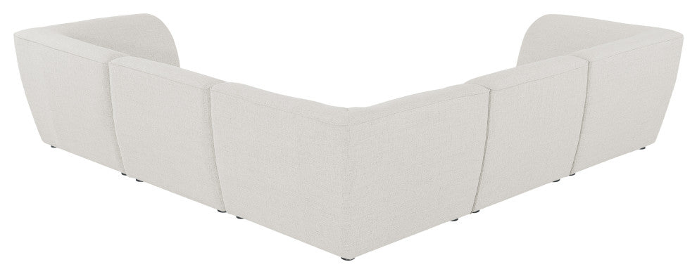 Miramar Linen Textured Fabric  5-Piece Modular L-Shaped Sectional, Cream