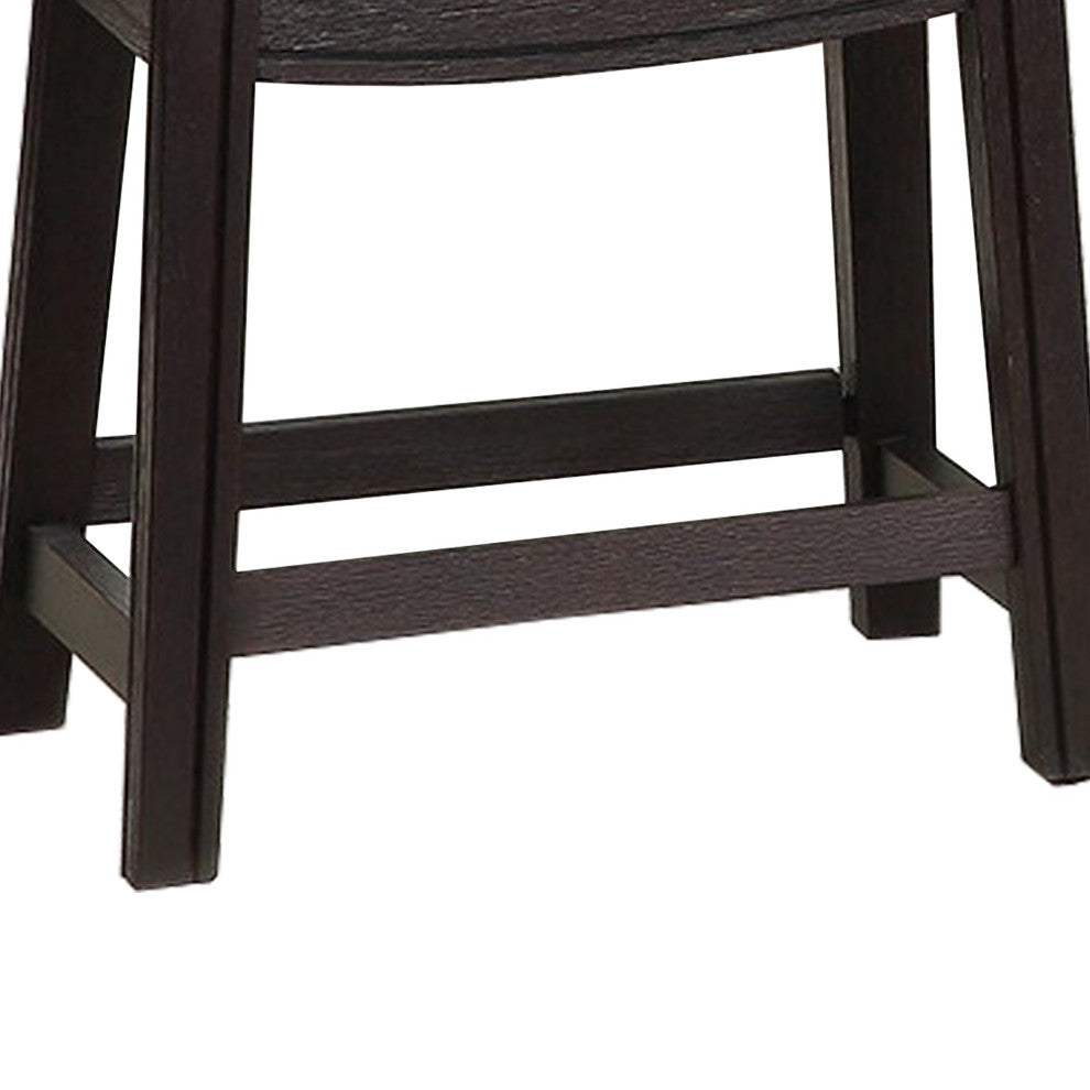 Benzara BM231998 Curved Leatherette Stool With Nailhead Trim, Set of 2, Black