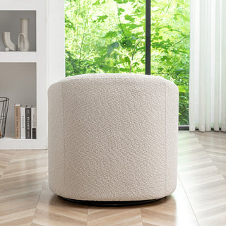 32" Wide Boucle Upholstered Swivel Barrel Chair, White