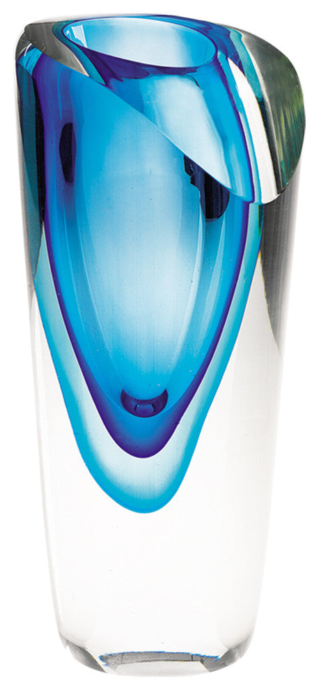 Azure Art Glass Vase 7"