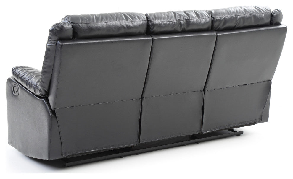 Wendover Faux Leather Double Reclining Sofa, Black