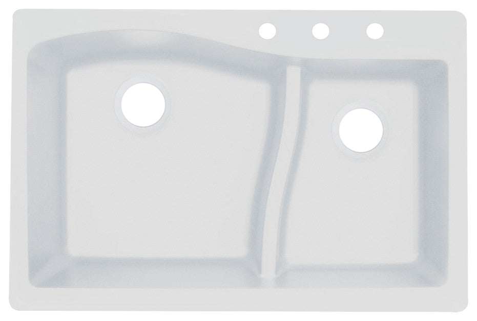 Aversa SilQ Granite 33-in. Drop-in Kitchen Sink with 3 BCD Faucet Holes in White