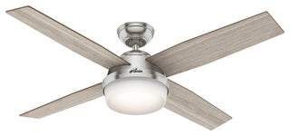 Hunter 52" Dempsey Brushed Nickel Ceiling Fan, LED Light Kit and Remote