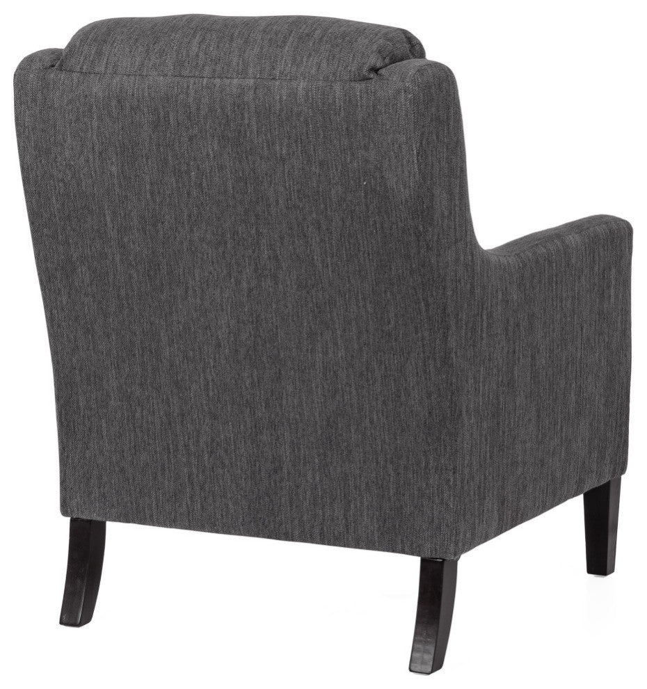 Anson Pillow Tufted Club Chair, Charcoal/Dark Brown, Fabric