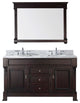 Virtu Huntshire 60" Double Bathroom Vanity, Dark Walnut With Faucet and Mirror