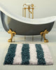 Bath Rug Polyester/Viscose/Cotton Hand Loom Woven, 34"x21", White and Blue