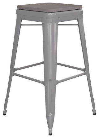 Kai Commercial Grade 30"H Metal Counter Stool, Silver/Gray