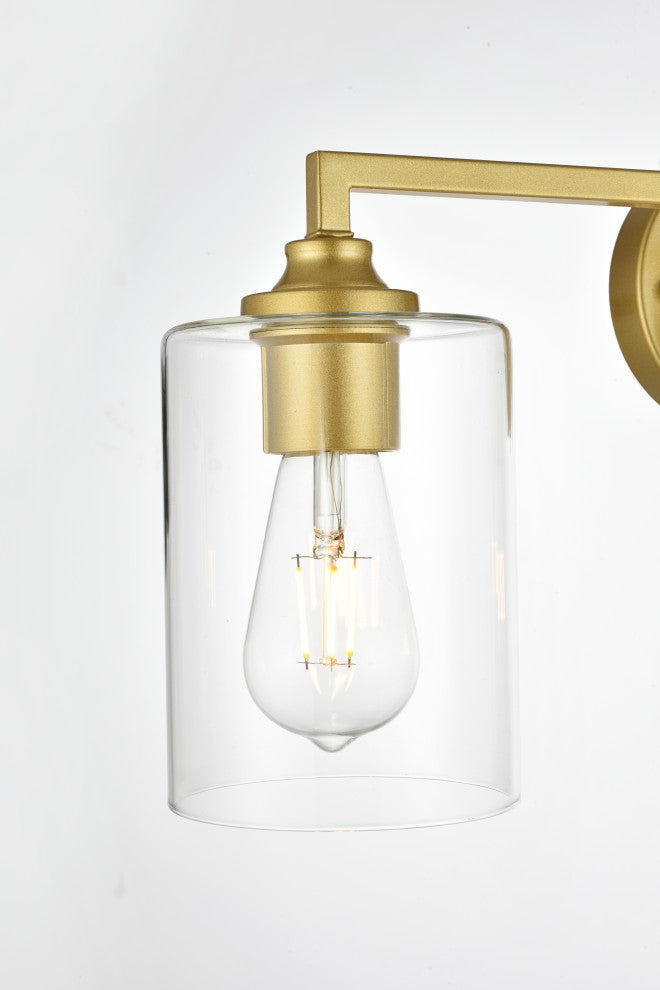 3 Light Brass And Clear Bath Sconce