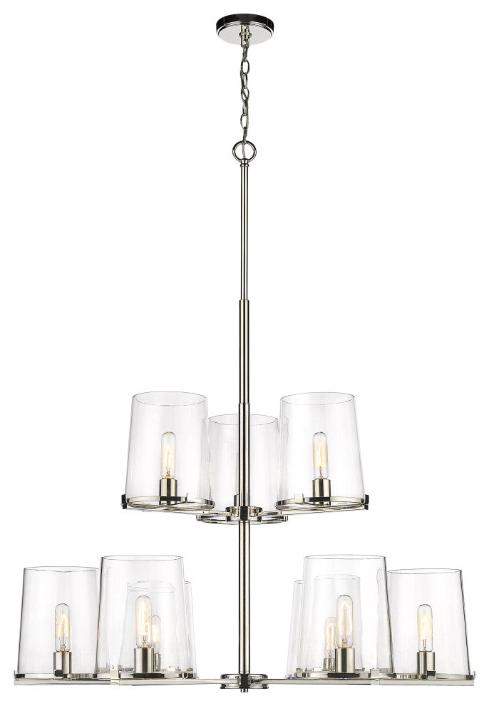 Z-LITE 3032-9PN 9 Light Chandelier, Polished Nickel