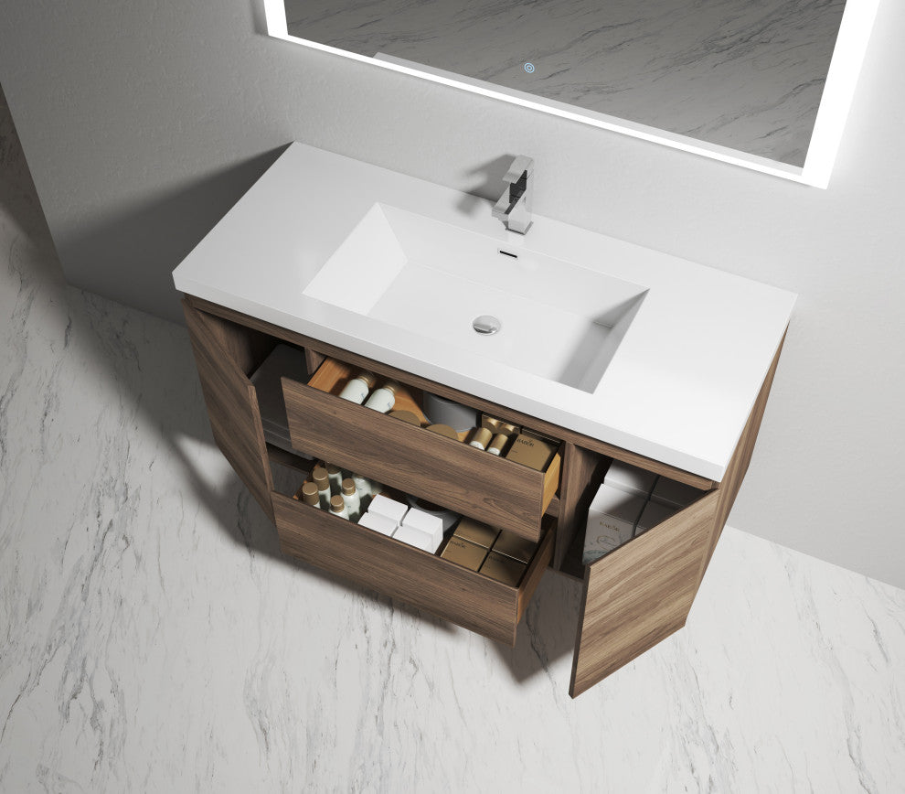 Alma-Pre 48"³ Wall Mounted Vanity With Integrated Sink, Ebony Brown
