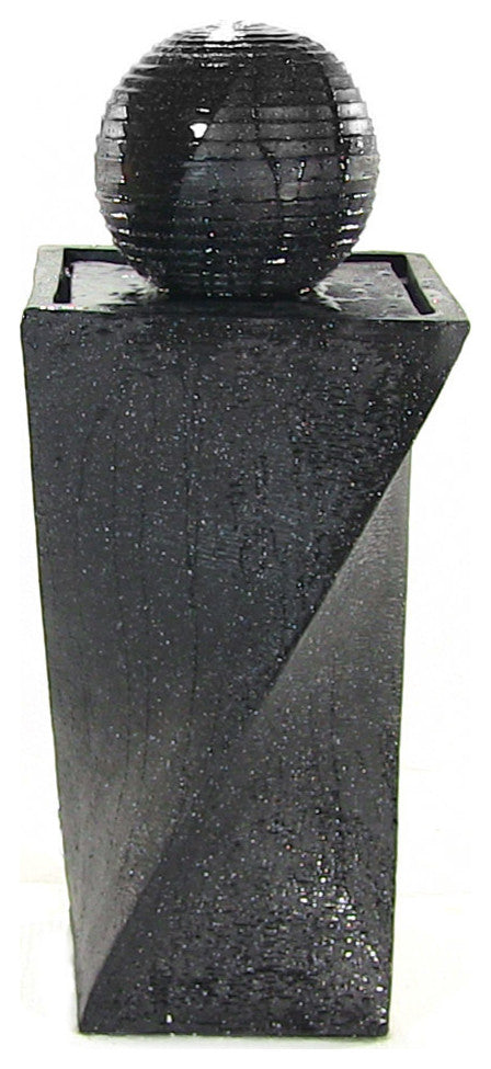 Sunnydaze Black Ball Outdoor Solar Water Fountain, Solar-on-Demand, LED Light