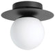 Arenales 1-Light Ceiling Light, Structured Black, White Opal Glass Shade