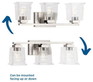 Gilmour Collection 3-Light Brushed Nickel Clear Glass Bath Vanity Light