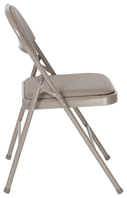 HERCULES Series Double Braced Gray Vinyl Folding Chair, Set of 4