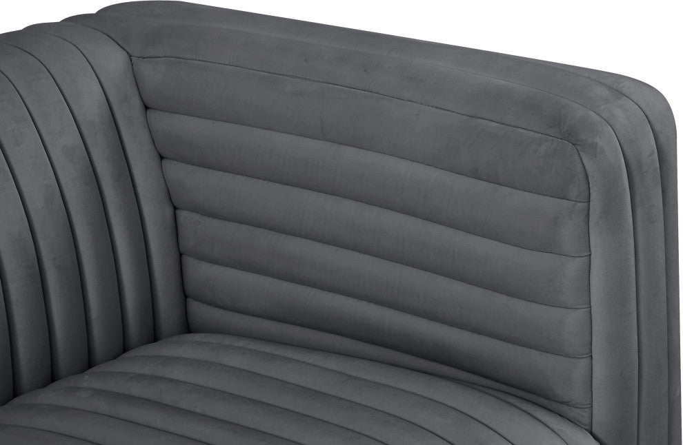 Ravish Velvet Upholstered Chair, Gray, Loveseat