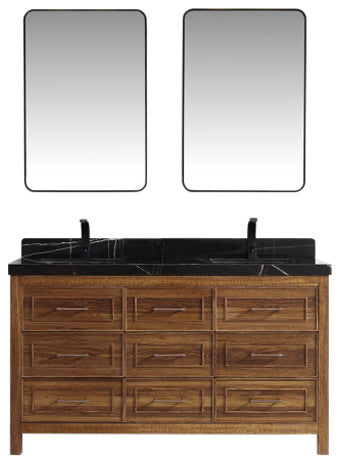 WK2428-60D-EW-B Vanity With Mirror, Sconce and Faucet Included