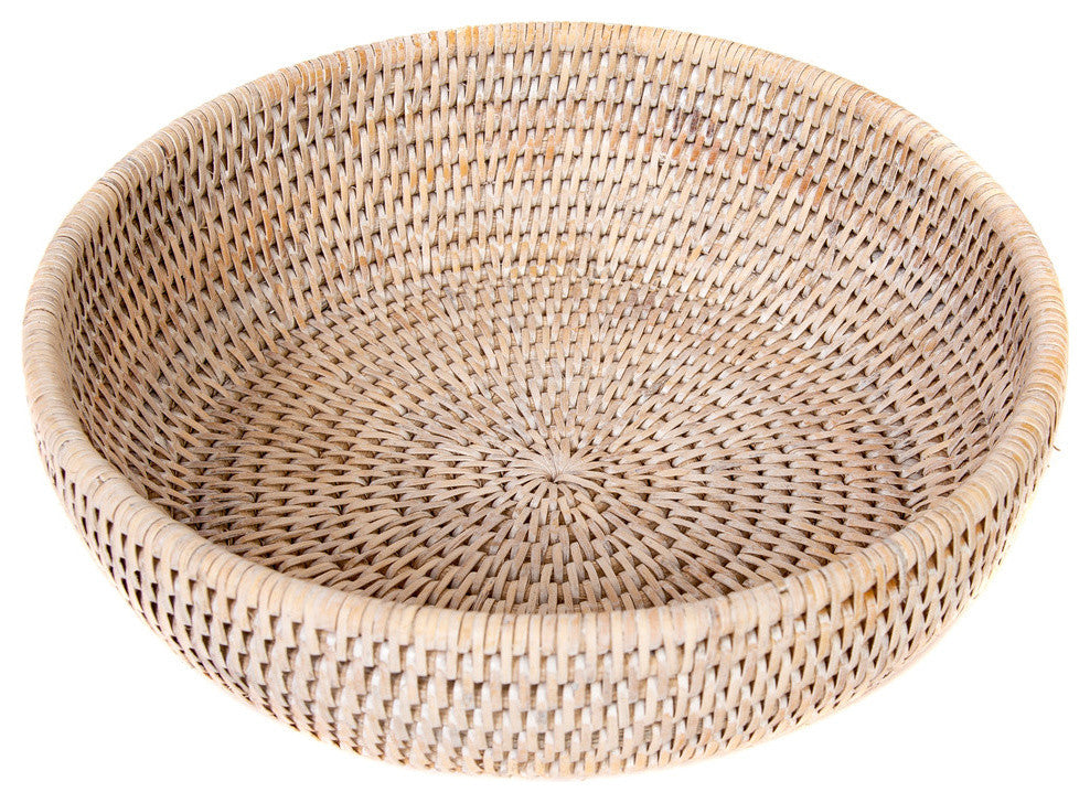 Artifacts Rattan Rattan Everything Bowl, White Wash