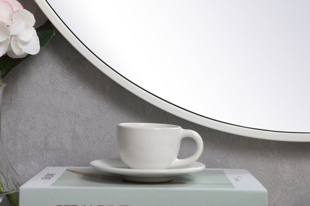 Elegant Decor MR4034WH Metal Frame Round Mirror, 28", White