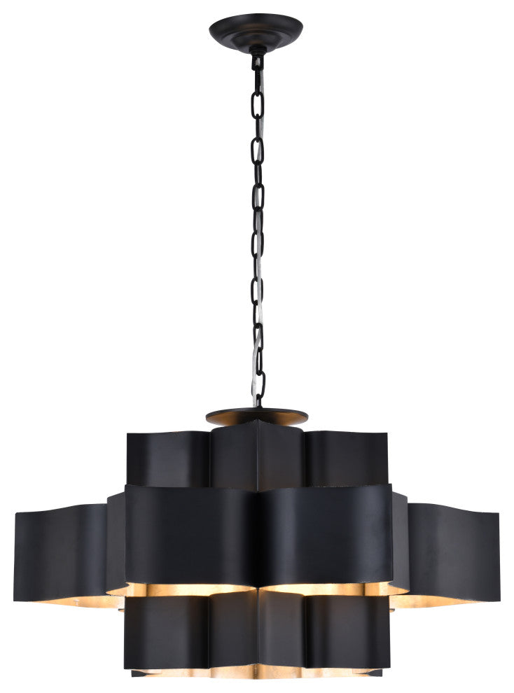 Bethel International MU03C30BS 12 Light Chandelier, Matte Black