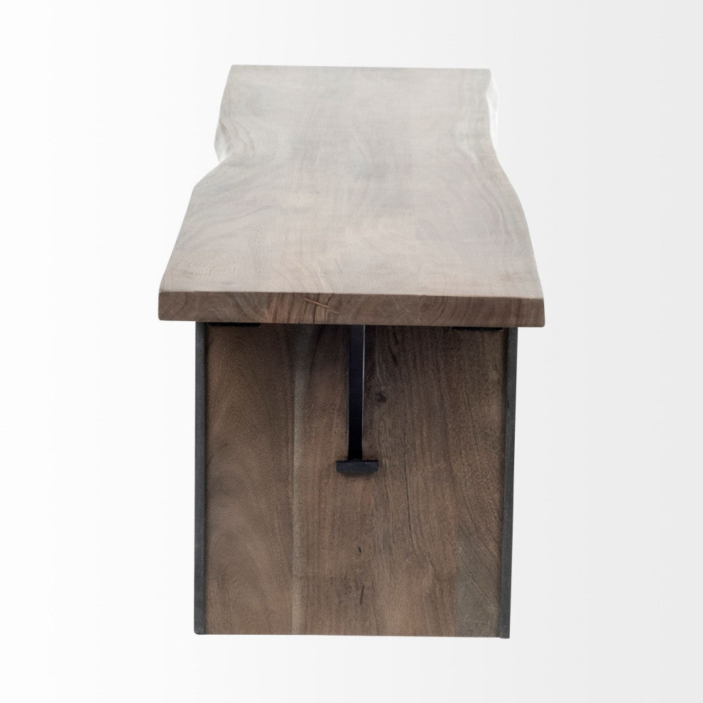 Ledger I Medium Brown Live-Edge Solid Wood Bench