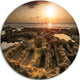Glowing Sunlight On Ancient Ruins, Landscape Disc Metal Wall Art, 11"