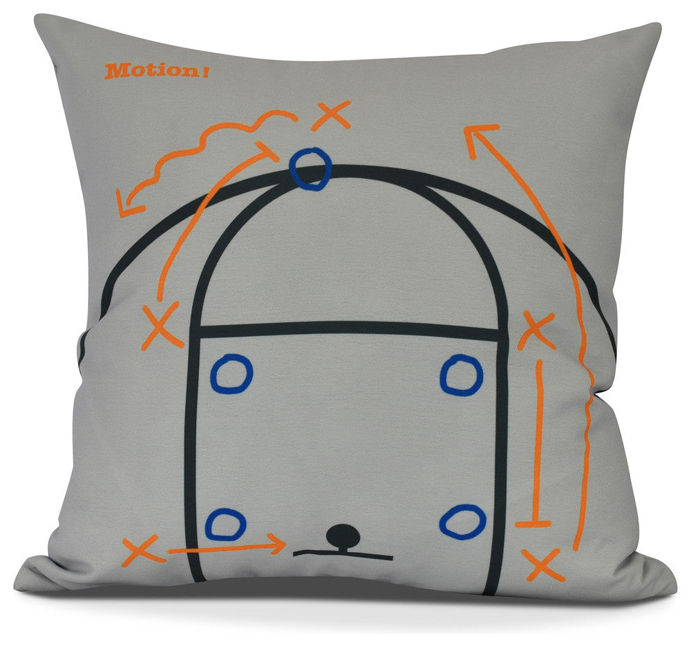 Motion!, Geometric Print Outdoor Pillow, Gray, 20" x 20"