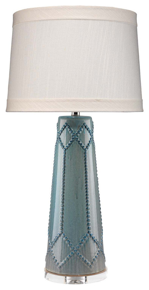Hobnail Table Lamp, Teal Ceramic