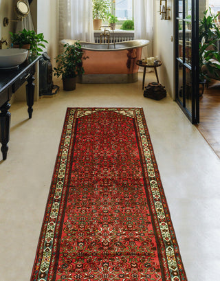 Fine Vintage Distressed Lahori Rust/Ivory Runner, 3'10 x 12'11