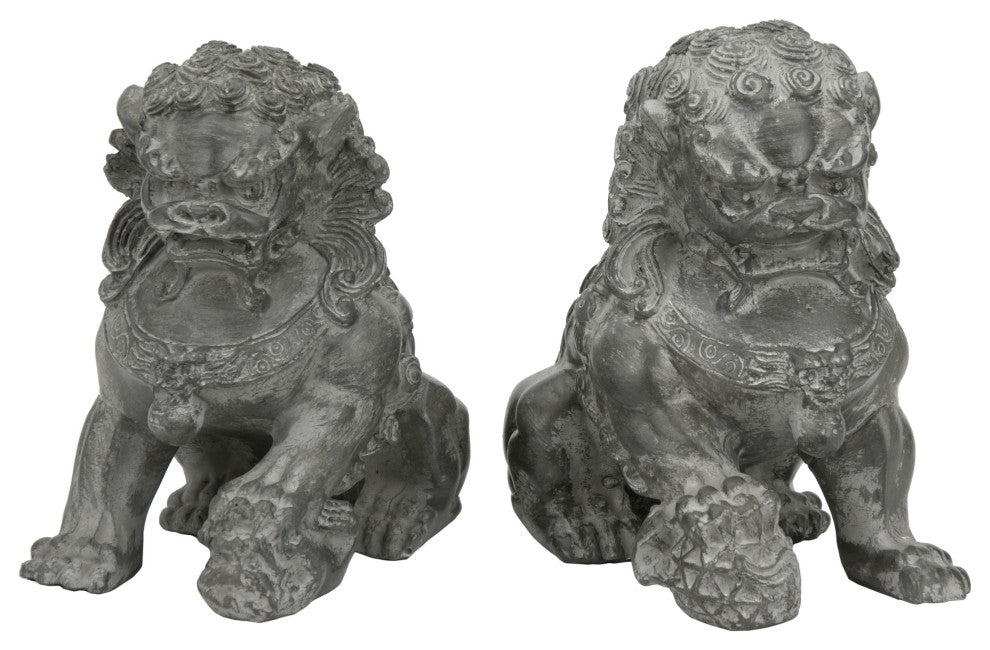 6" Sitting Foo Dog Statues, Set of Two