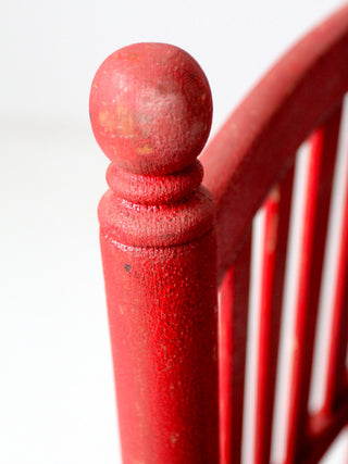 Consigned, Antique Red Wicker Seat Arm Chair