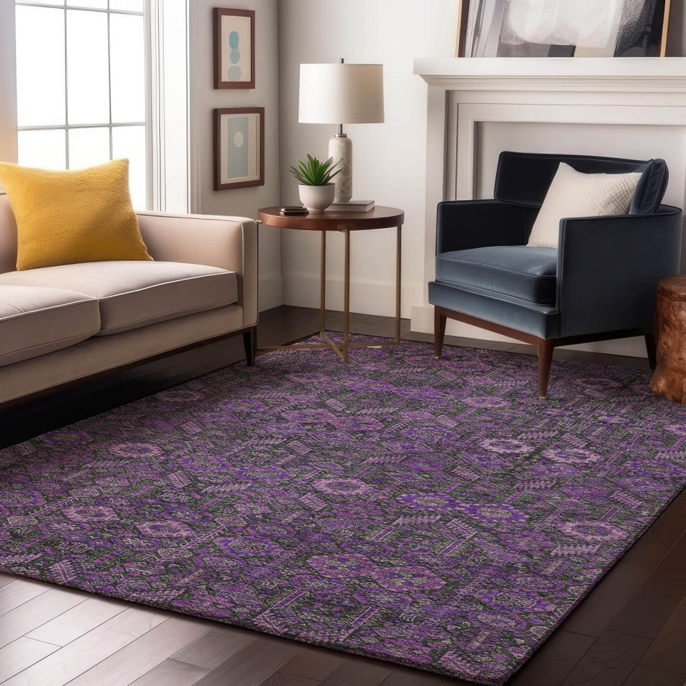 Premium Machine Washable Mayfield AMF574 Purple 8' x 10' Rug