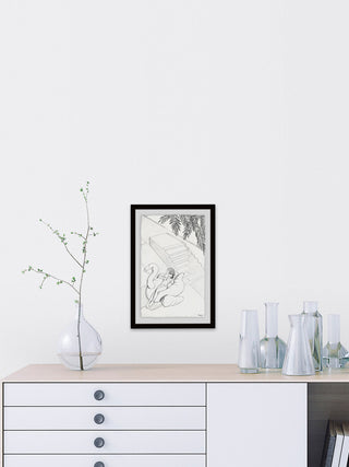 "Flamingo Float" Framed Painting Print, 30"x45"