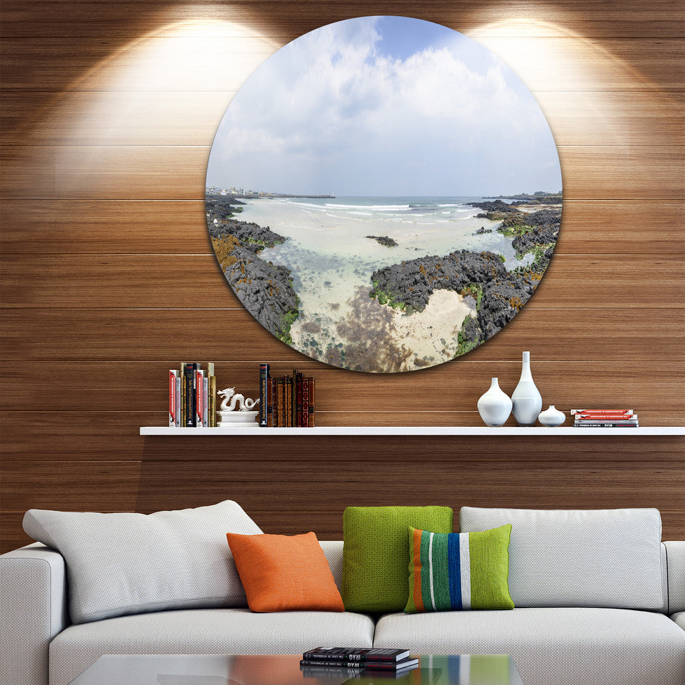 Panorama View Of Woljeongri Beach, Landscape Disc Metal Artwork, 36"