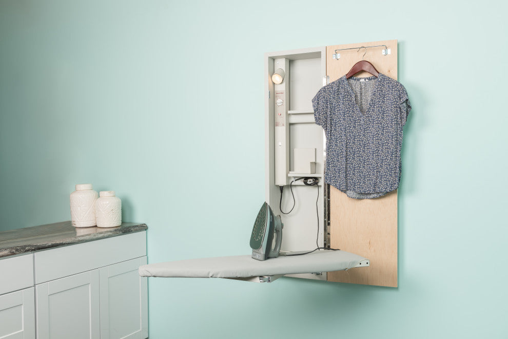 Deluxe Swivel Electric Ironing Center, Raised White Door